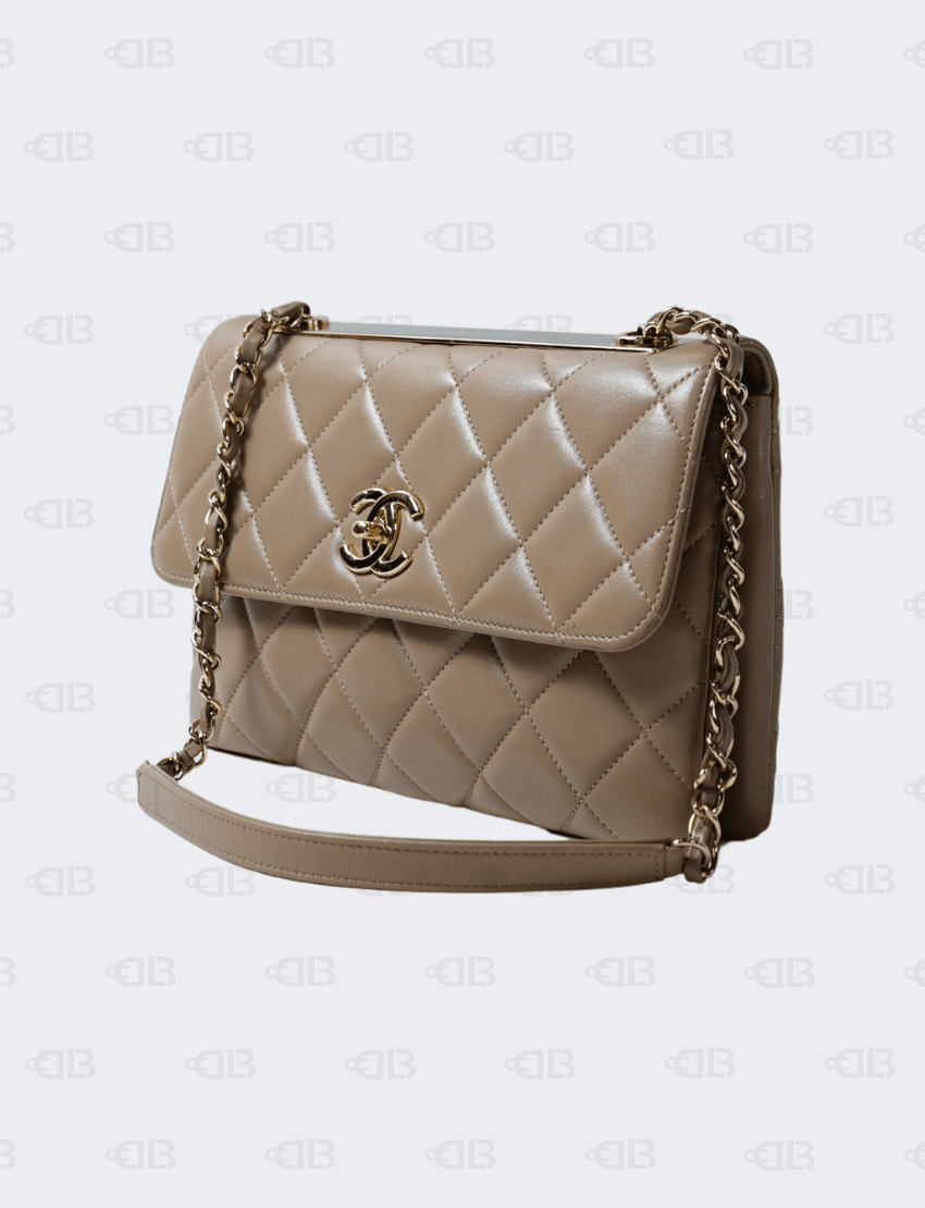 Chanel Trendy CC Lambskin Beige Clutch Bag