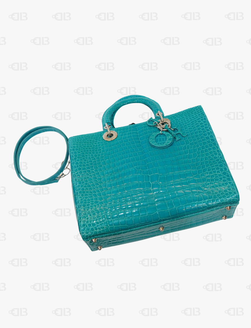 Lady Dior Green Crocodile Handbag