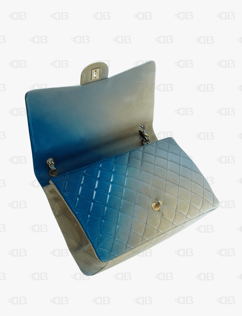Chanel Blue Ombre Quilted Leather Maxi Classic Single Flap Bag