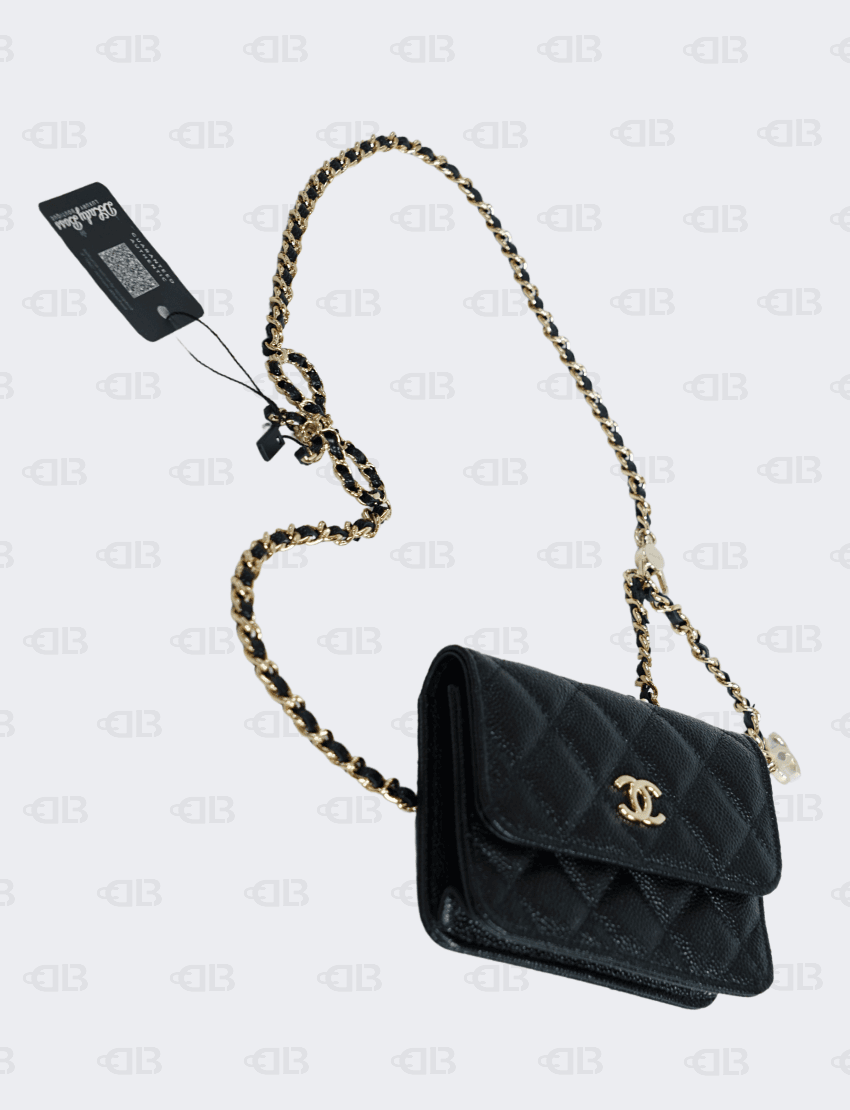 Chanel Caviar Quilted Bow Belt Bag in Black