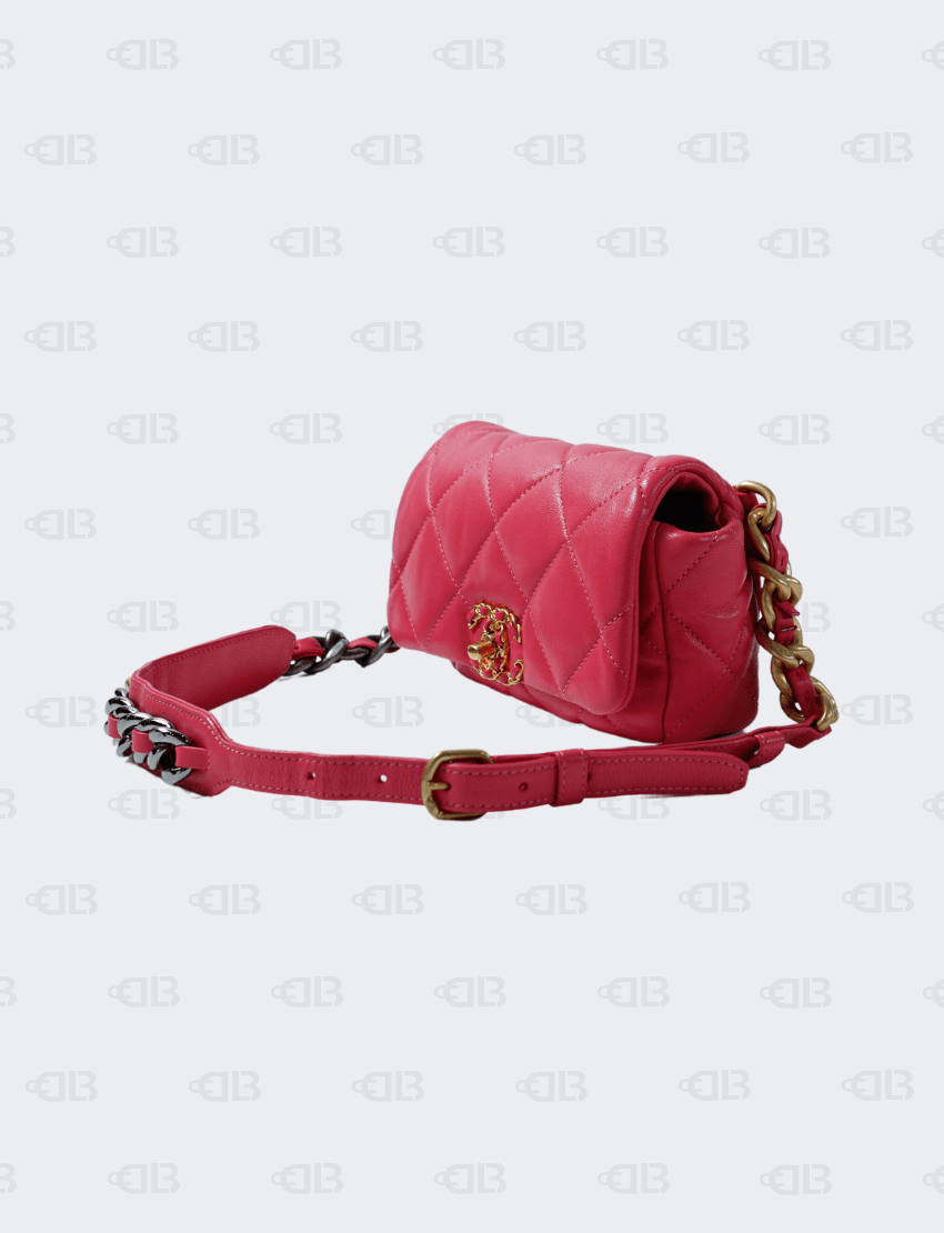 Chanel Quilted Coral CC 19 Chain Waist Bag