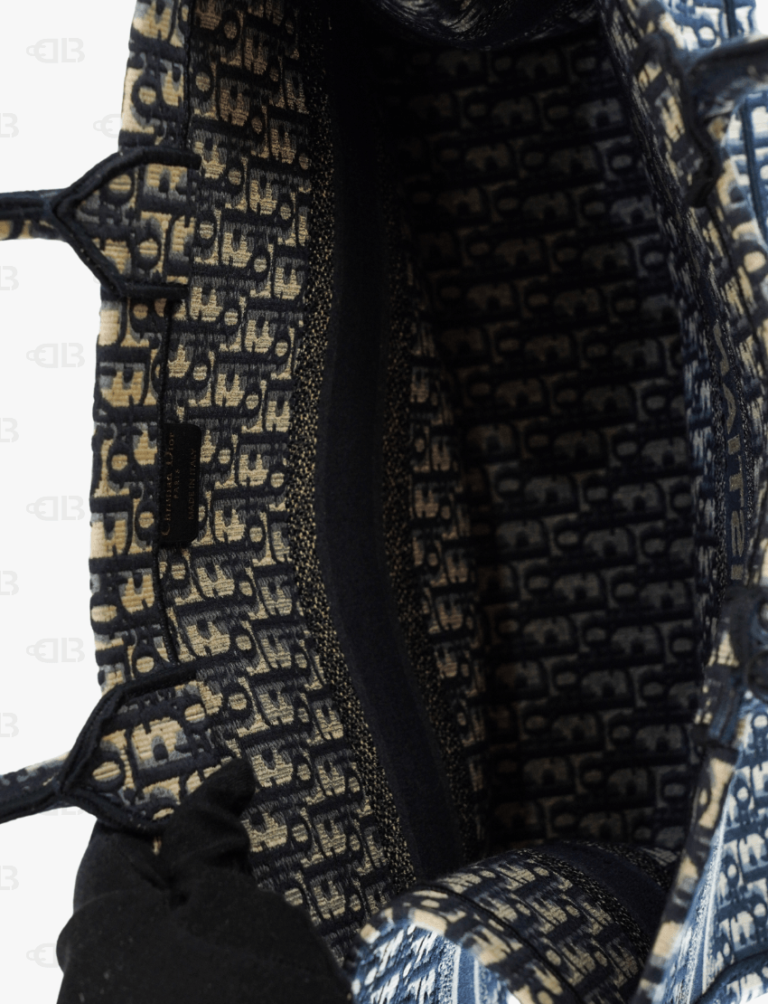 Dior Book Tote Large Ecru And Blue Dior Oblique