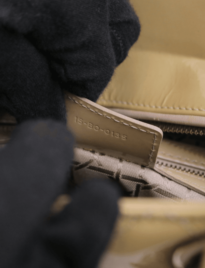 Christian Dior Large Lady Dior Yellow Patent Leather