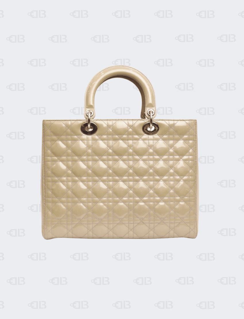 Christian Dior Large Lady Dior Yellow Patent Leather