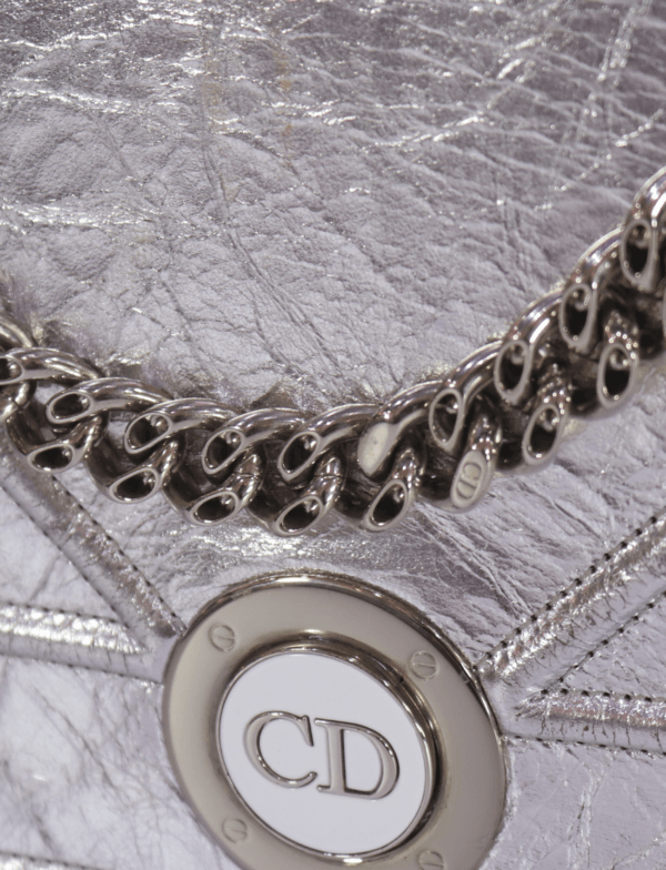Dior Silver Leather Medium Diorama Shoulder Bag