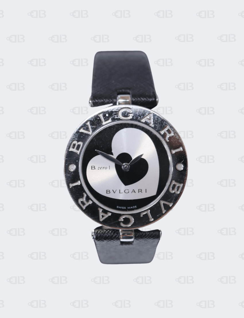Bvlgari Black Dial With Heart Motif Inlay B.Zero1 BZ30S Women's Wristwatch 30mm with Sterling Silver Fortuna Cord Bracelet