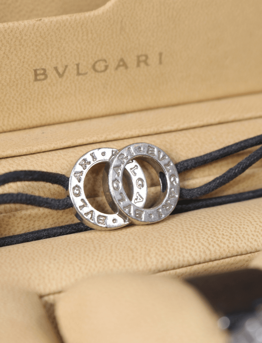 Bvlgari Black Dial With Heart Motif Inlay B.Zero1 BZ30S Women's Wristwatch 30mm with Sterling Silver Fortuna Cord Bracelet