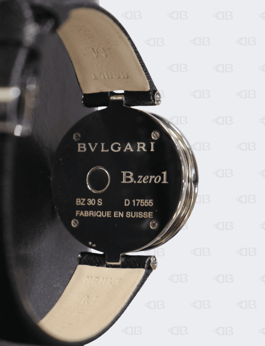 Bvlgari Black Dial With Heart Motif Inlay B.Zero1 BZ30S Women's Wristwatch 30mm with Sterling Silver Fortuna Cord Bracelet