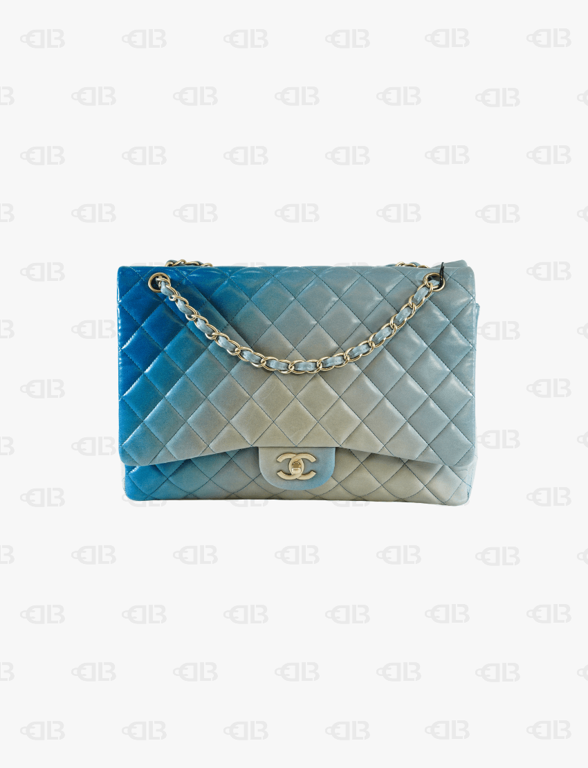 Chanel Blue Ombre Quilted Leather Maxi Classic Single Flap Bag