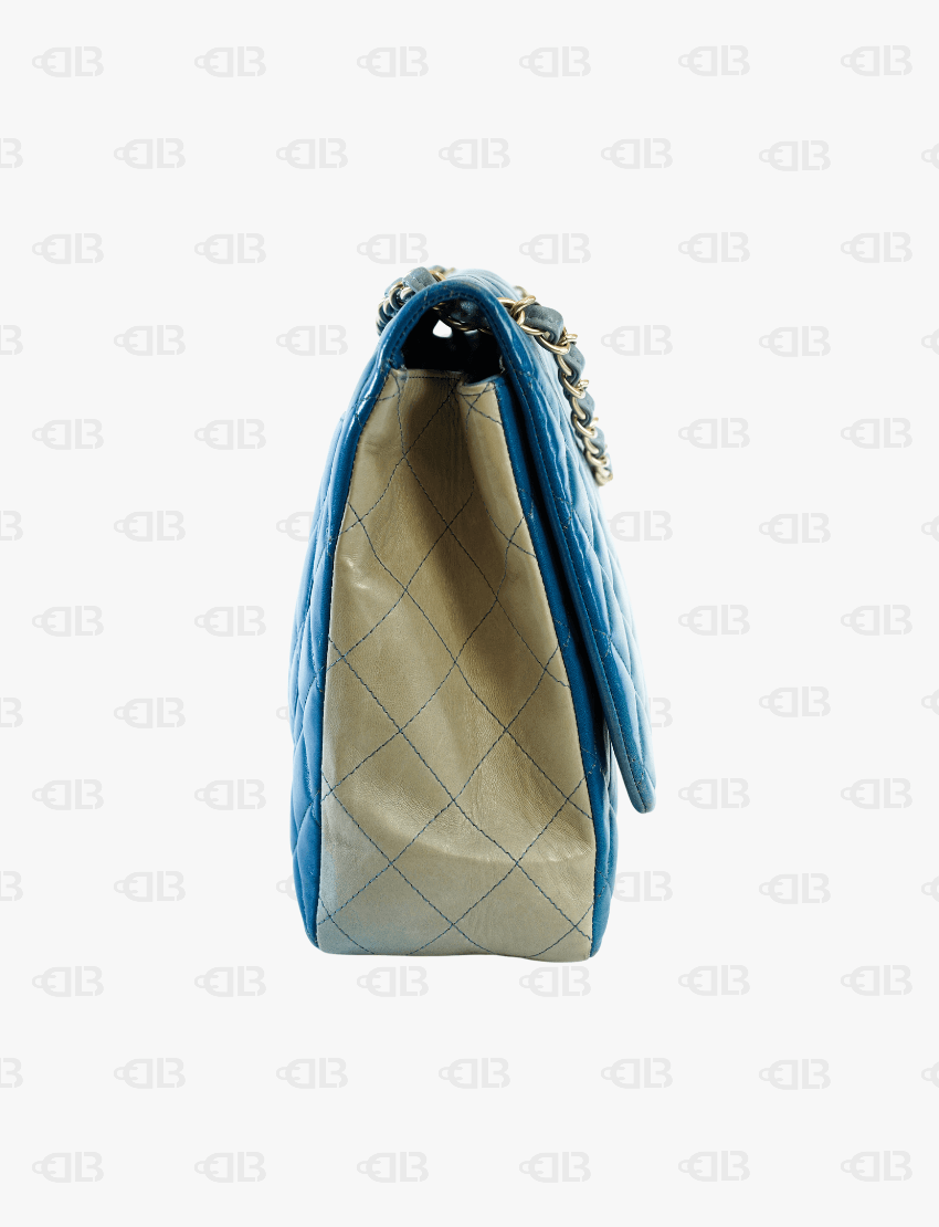 Chanel Blue Ombre Quilted Leather Maxi Classic Single Flap Bag