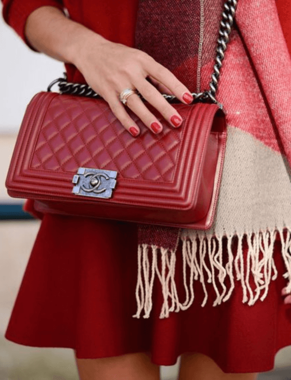 Chanel Calfskin Double Stitch Small Boy Flap Red