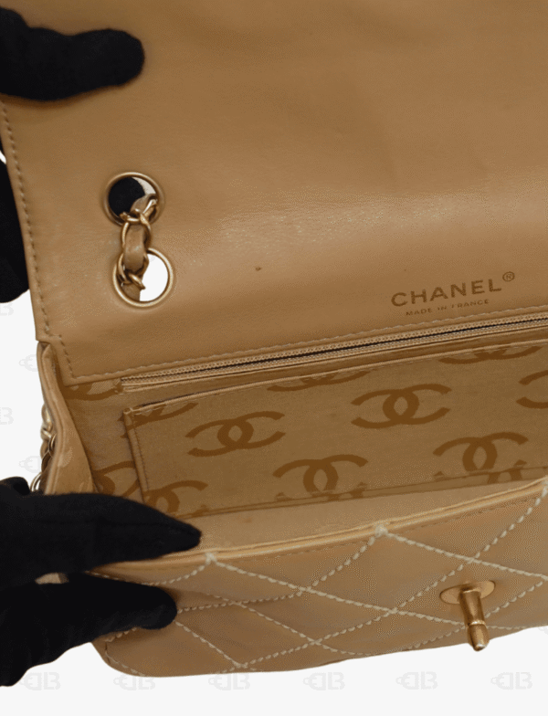 Chanel Calfskin Quilted Medium Wild Stitch Flap Beige