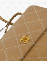 Chanel Calfskin Quilted Medium Wild Stitch Flap Beige