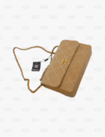 Chanel Calfskin Quilted Medium Wild Stitch Flap Beige