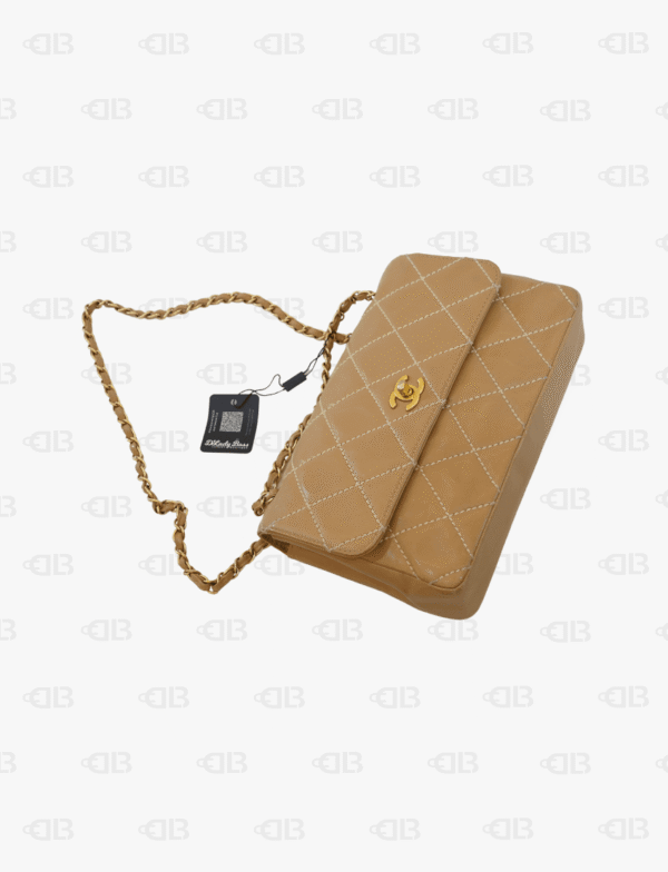 Chanel Calfskin Quilted Medium Wild Stitch Flap Beige