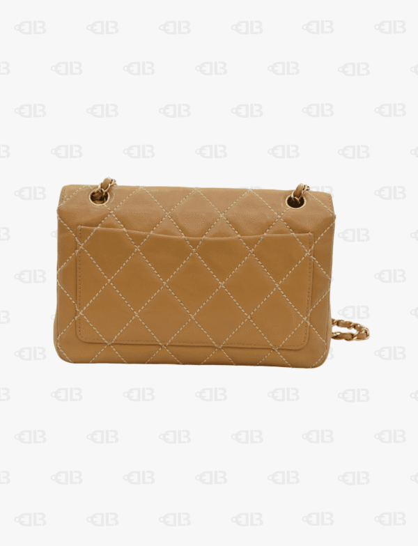 Chanel Calfskin Quilted Medium Wild Stitch Flap Beige