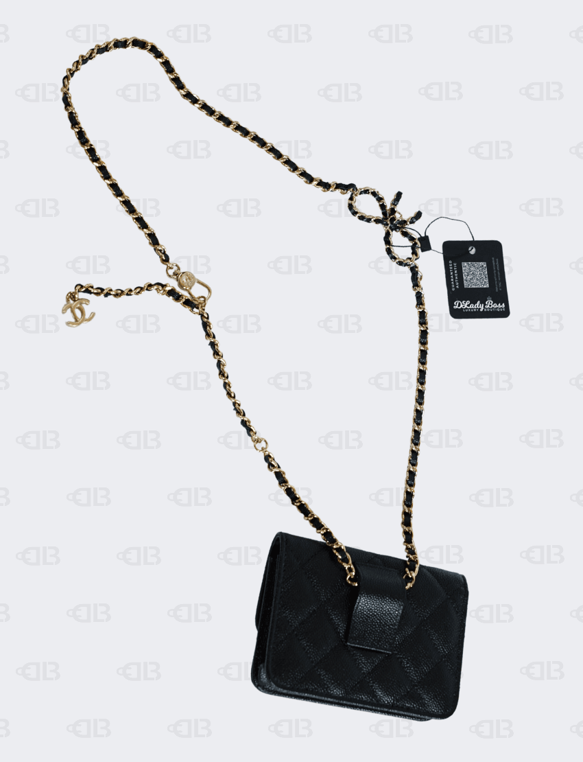 Chanel Caviar Quilted Bow Belt Bag in Black