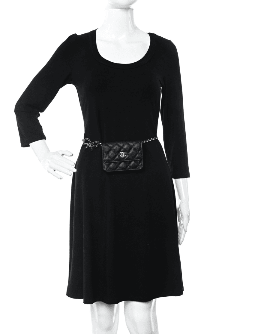 Chanel Caviar Quilted Bow Belt Bag in Black