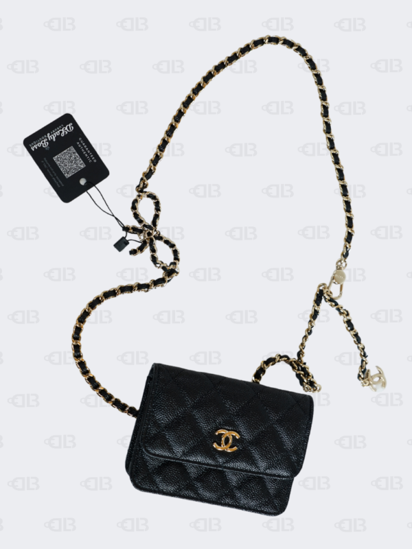 Chanel Caviar Quilted Bow Belt Bag in Black