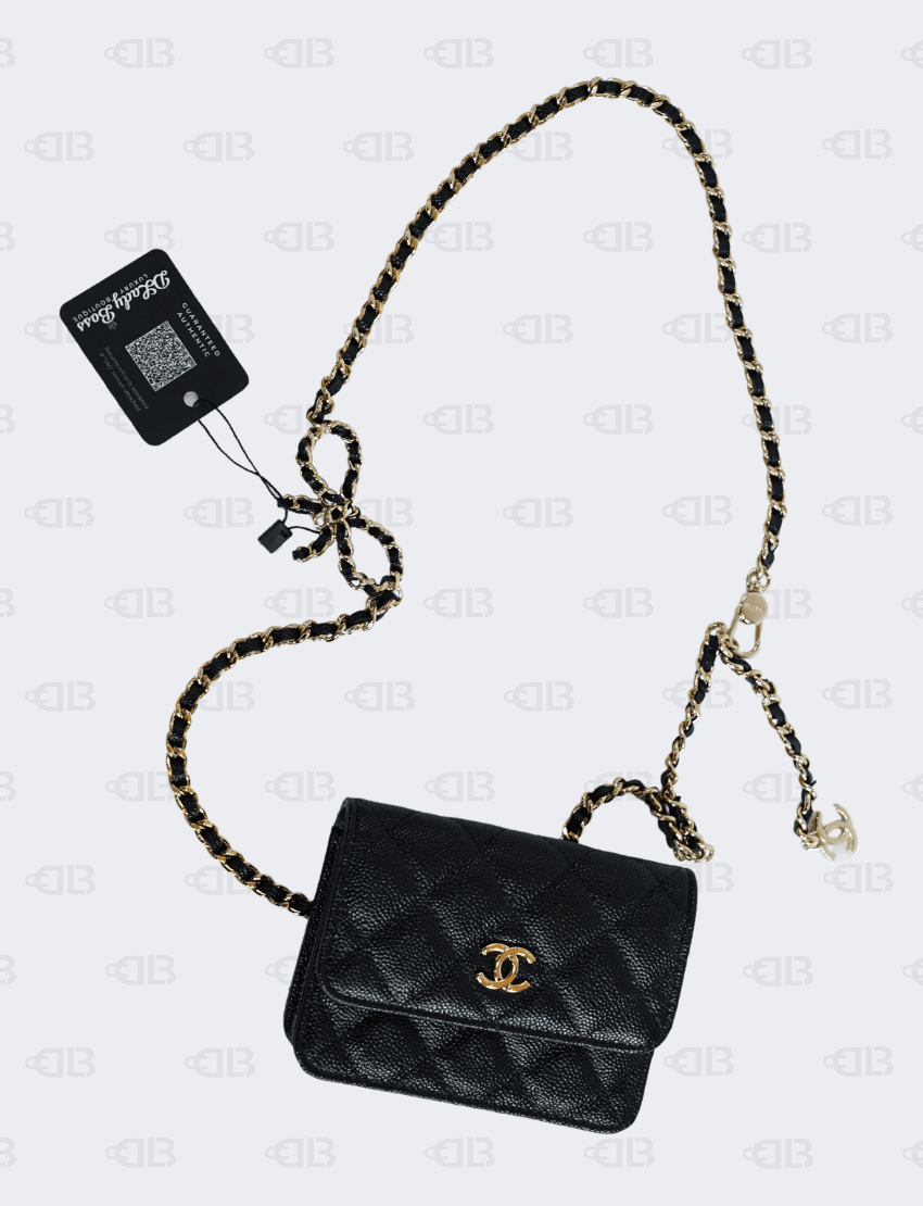 Chanel Caviar Quilted Bow Belt Bag in Black