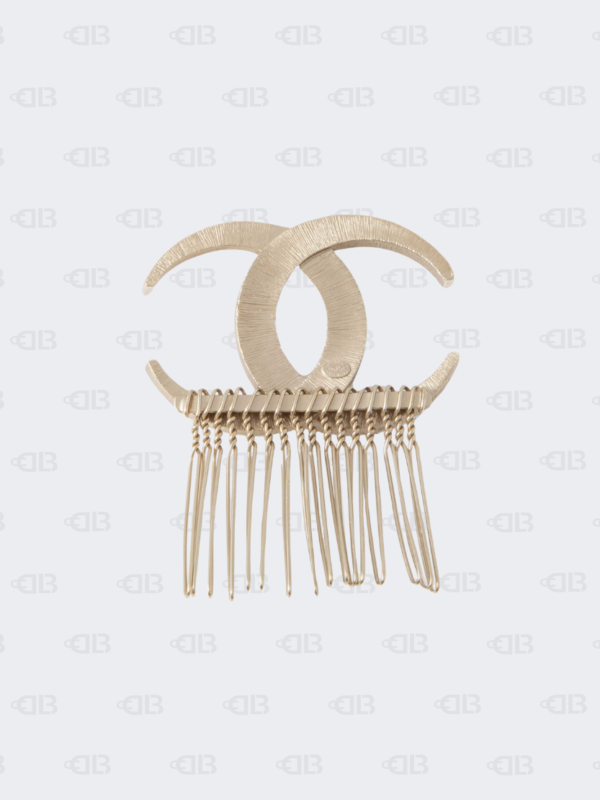 Chanel CC Crystal Embellised Gold Tone Hair Comb Pin