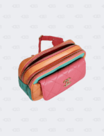 Chanel Goatskin Quilted Tri-Color In & Out Waist Bag Orange Green Pink