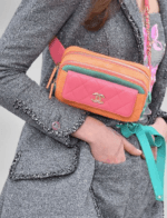 Chanel Goatskin Quilted Tri-Color In & Out Waist Bag Orange Green Pink