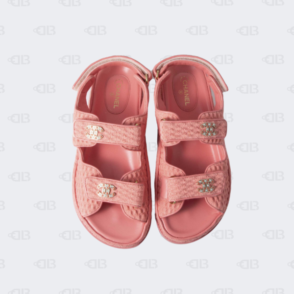 Chanel Knit Fabric Velcro Dad Sandals