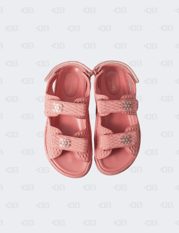 Chanel Knit Fabric Velcro Dad Sandals