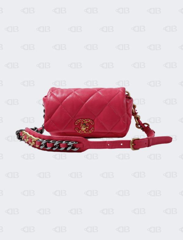 Chanel Quilted Coral CC 19 Chain Waist Bag