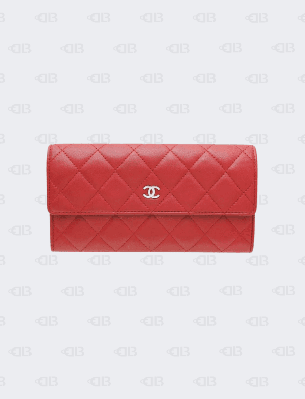 Chanel Red CC Classic Long Flap Wallet