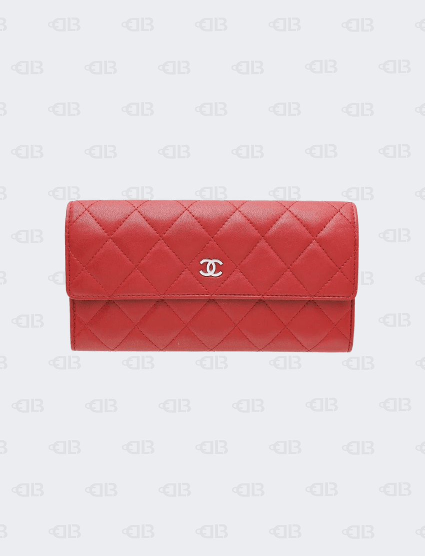 Chanel Red CC Classic Long Flap Wallet