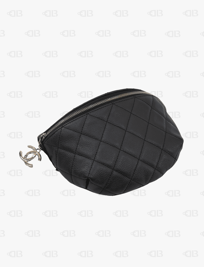 Chanel Uniform Black Quilted Caviar Waist Belt Bag