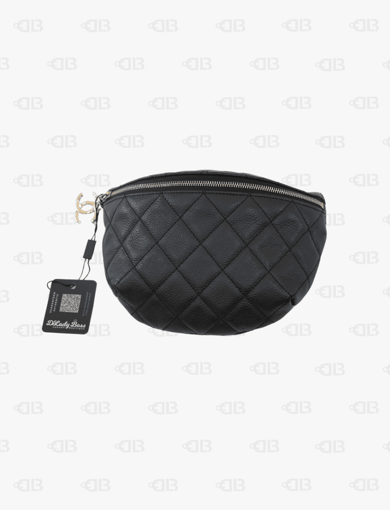 Chanel Uniform Black Quilted Caviar Waist Belt Bag D Lady Boss Luxury Boutique