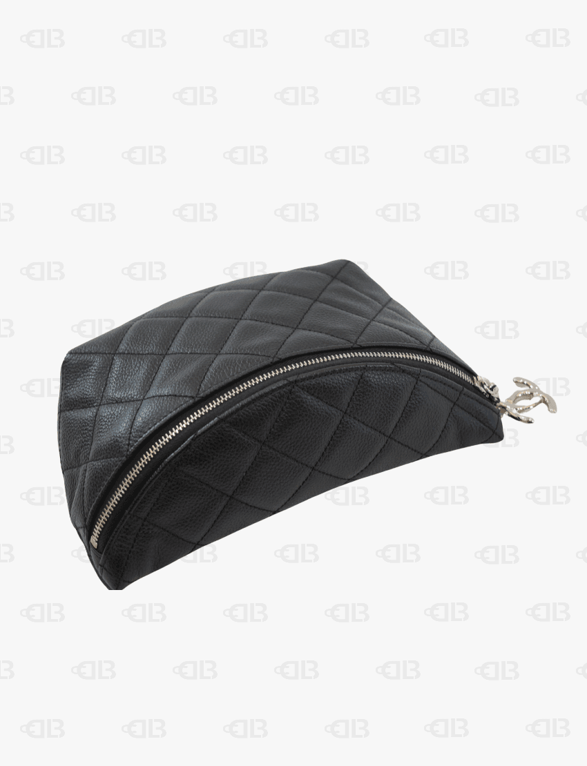 Chanel Uniform Black Quilted Caviar Waist Belt Bag