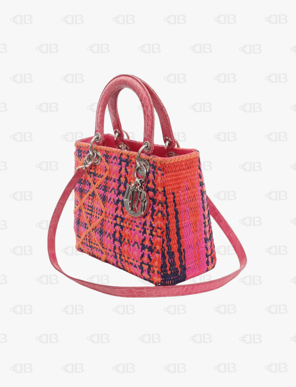 Crocodile Raffia Medium Lady Dior Multicolor