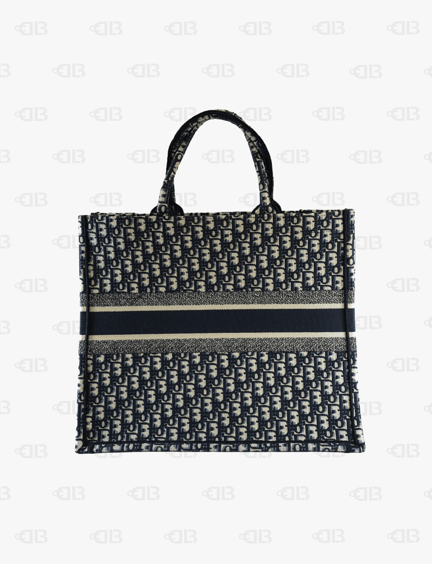 Dior Book Tote Large Ecru And Blue Dior Oblique
