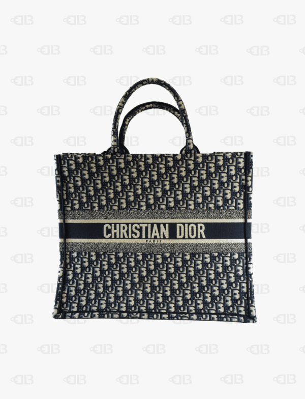 Dior Book Tote Large Ecru And Blue Dior Oblique