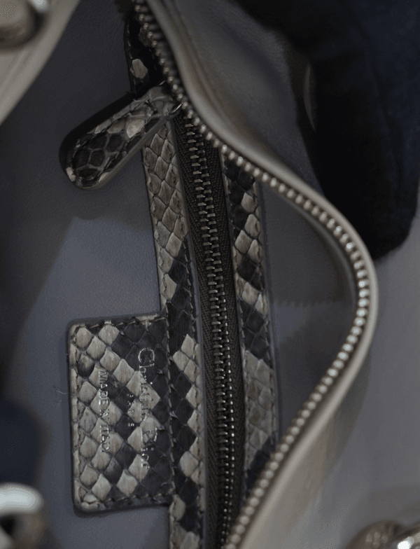 Dior Orange/Beige Python And Cannage Leather Lady Dior Medium Tote