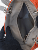 Dior Orange/Beige Python And Cannage Leather Lady Dior Medium Tote