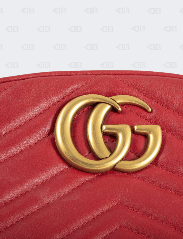 Gucci GG Red Marmont Matelasse Belt Bag