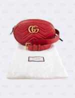 Gucci GG Red Marmont Matelasse Belt Bag