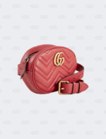 Gucci GG Red Marmont Matelasse Belt Bag