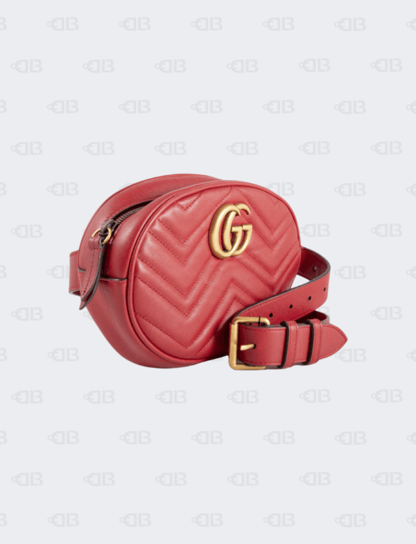 Gucci GG Red Marmont Matelasse Belt Bag