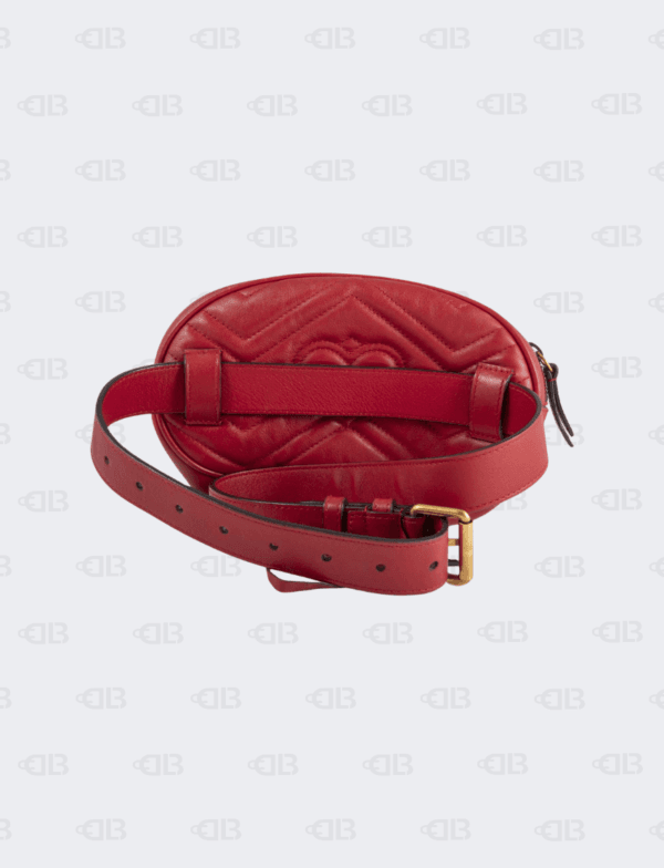 Gucci GG Red Marmont Matelasse Belt Bag