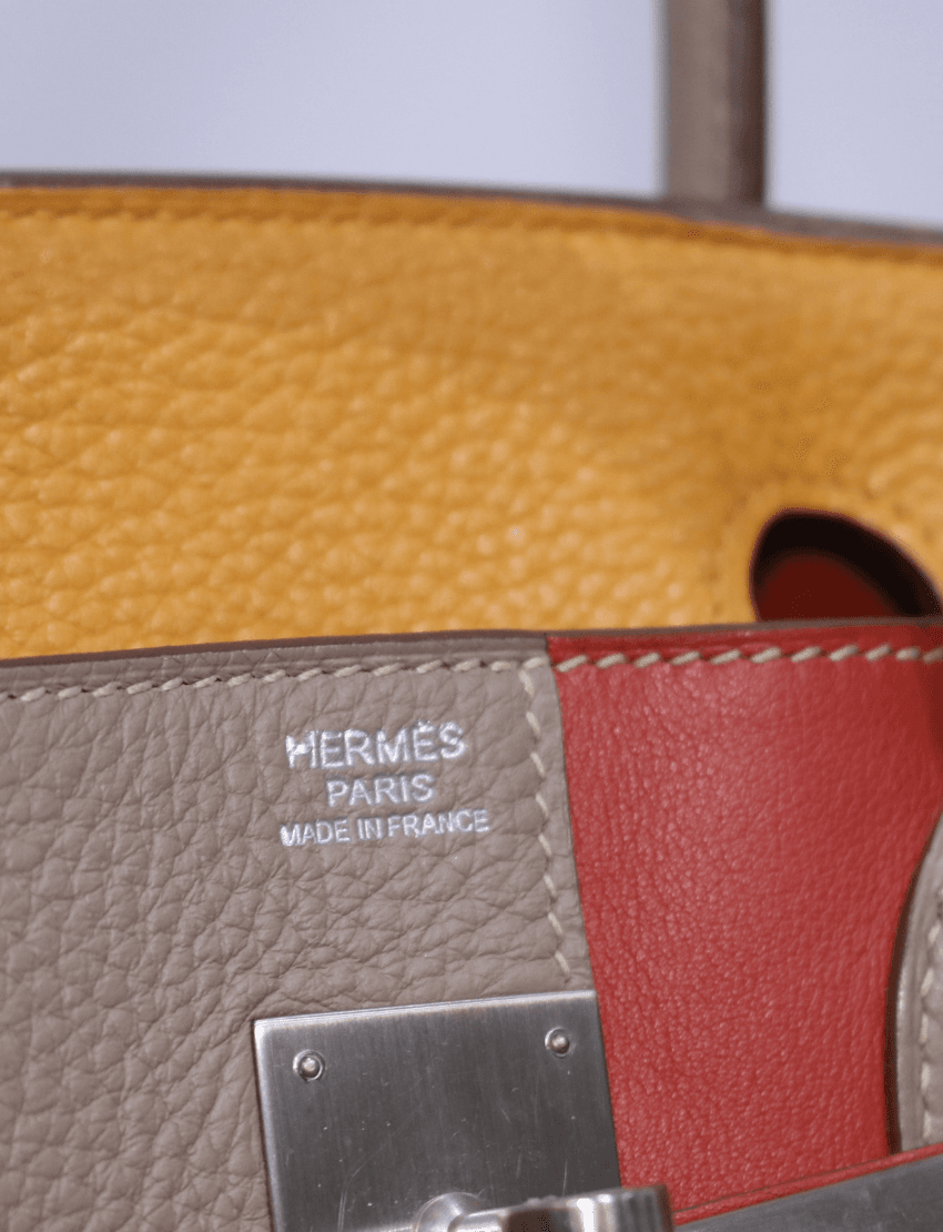 Hermes Birkin 30 TriColor Casaque Leather Palladium Hardware