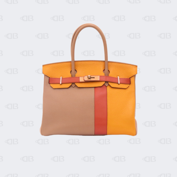 Hermes Birkin 30 TriColor Casaque Leather Palladium Hardware