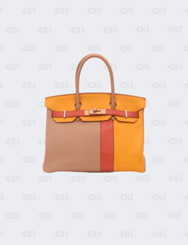 Hermes Birkin 30 TriColor Casaque Leather Palladium Hardware