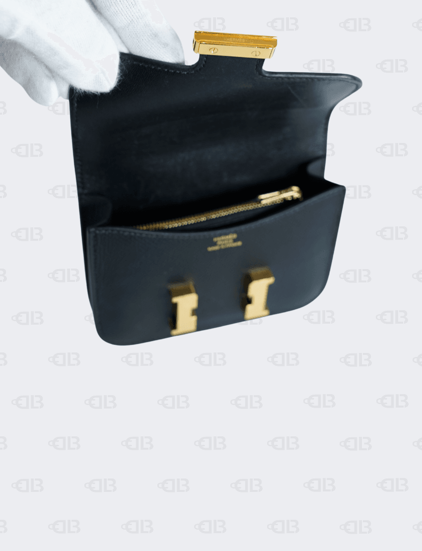Hermès Constance Compact Wallet Black Gold Hardware