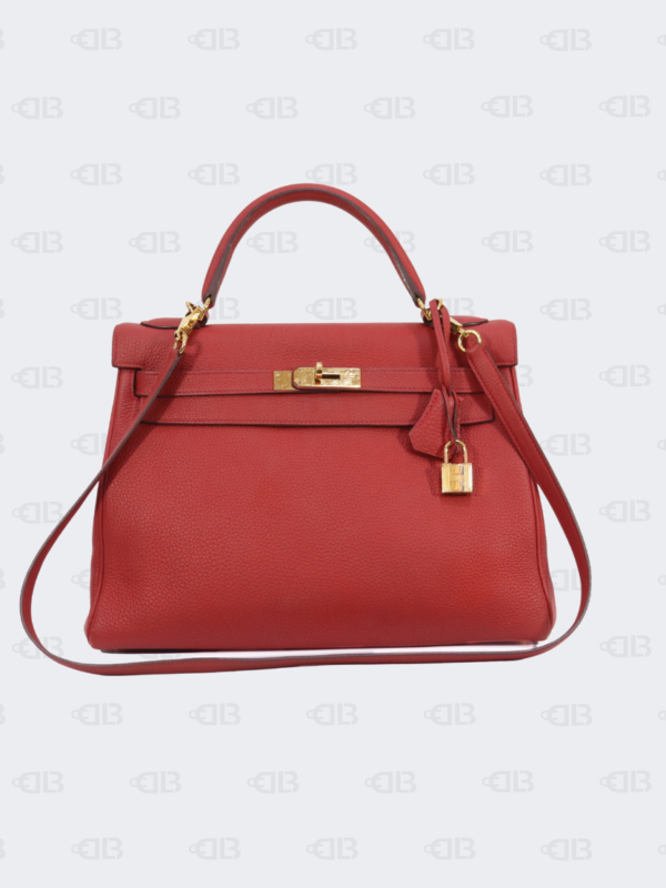 Hermes Kelly 32 Clemence Leather Gold Hardware